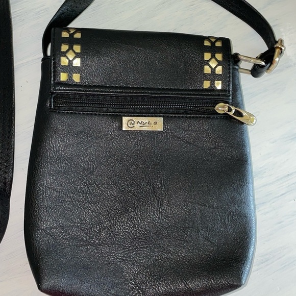 NYLS VINTAGE crossbody bag purse rare Black and Gold Women's Bag - Picture 2 of 10